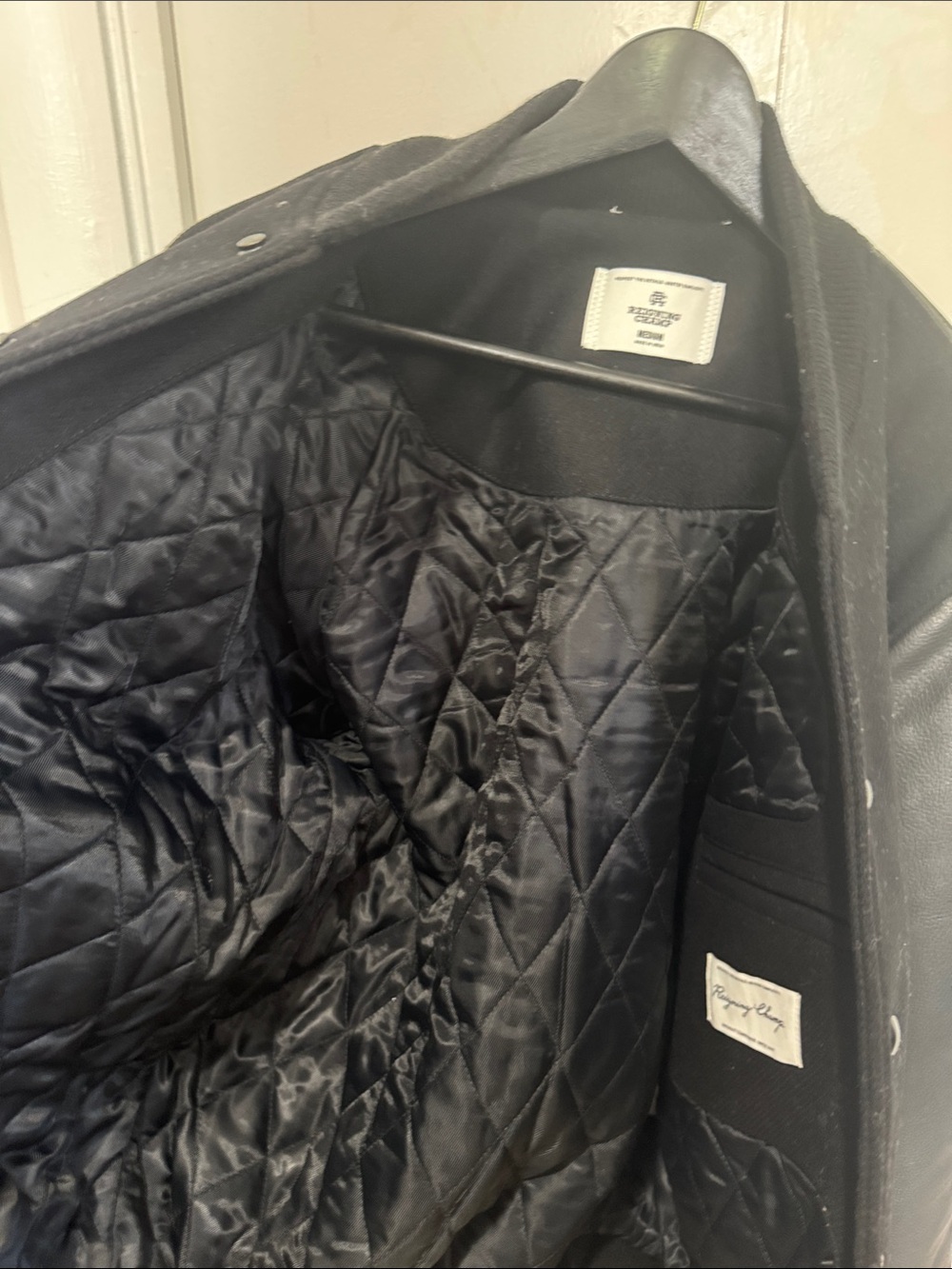 Reigning Champ Black Wool & Leather Varsity Jacket - Picture 4 of 5